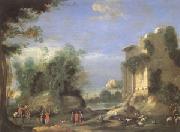Napoletano, Filippo Landscape with Ruins and Figures (mk05) oil painting on canvas